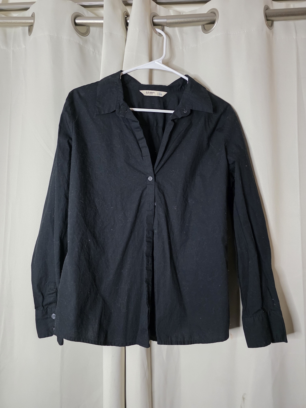 Old Navy Black Button-Down Cotton Shirt